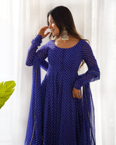 Fox Georgette Forest Royal Blue Anarkali Gown